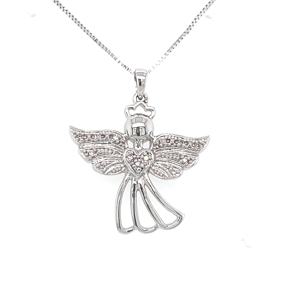 10/14kt White Gold .03ct Diamond Angel Pendant
