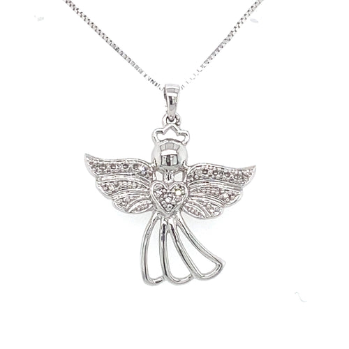 10/14kt White Gold .03ct Diamond Angel Pendant