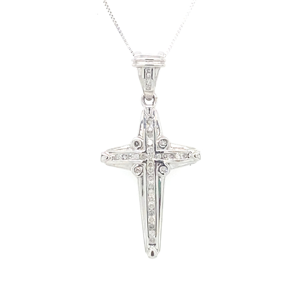 10kt White Gold .25ct Diamond Cross Pendant