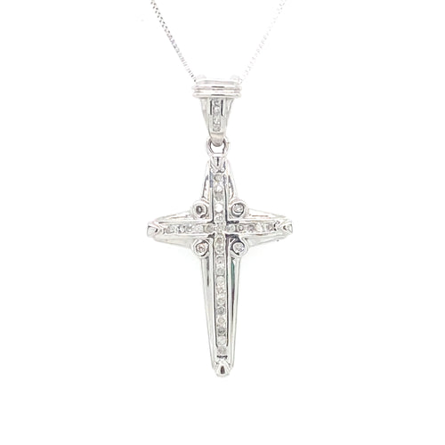 10kt White Gold .25ct Diamond Cross Pendant