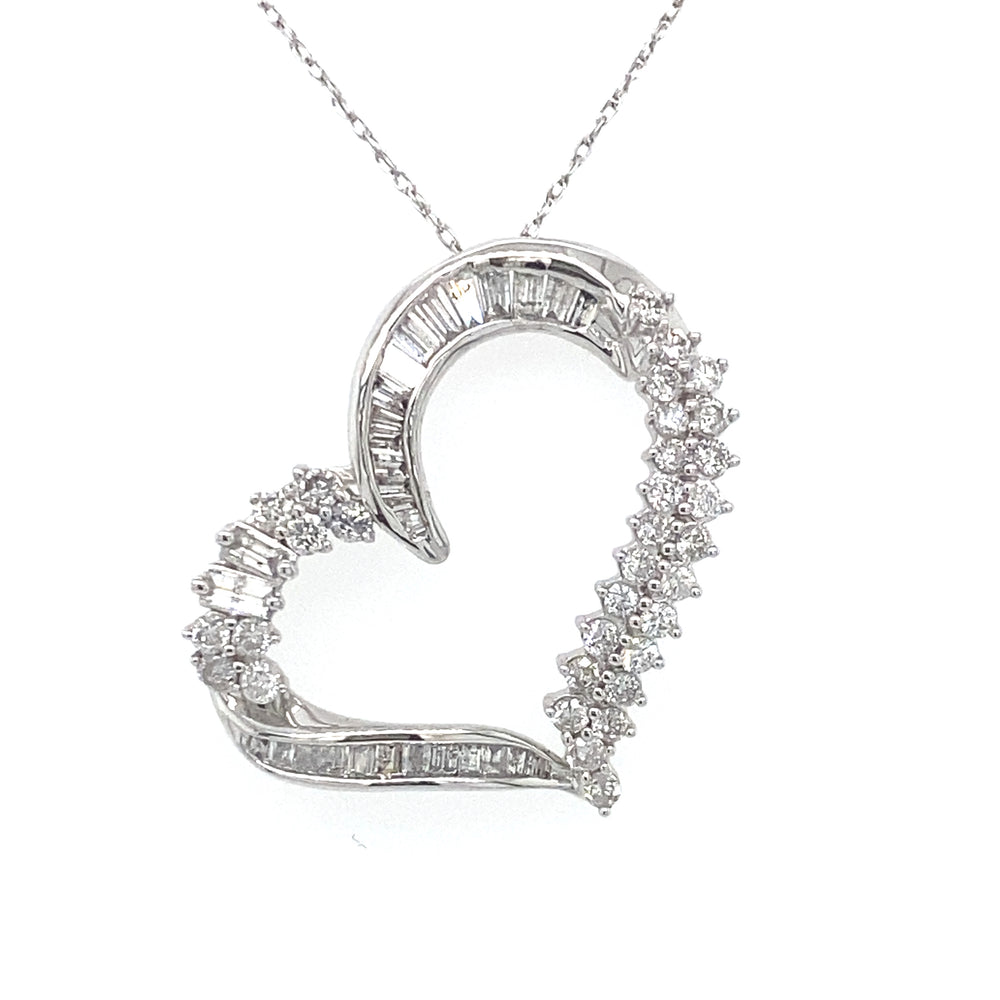 10kt White Gold 1.00ct Diamond Heart Pendant