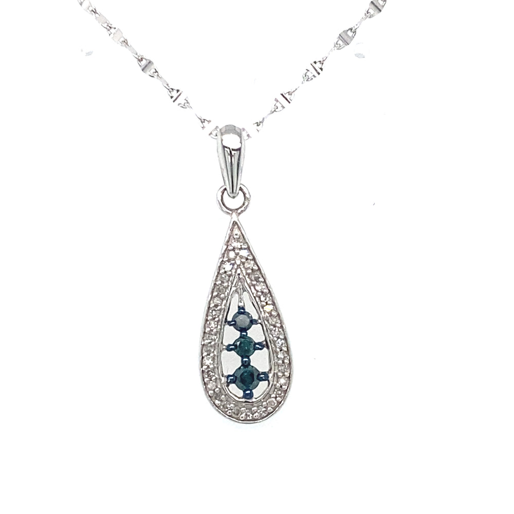 10kt White Gold .20ct Blue Diamond Pendant
