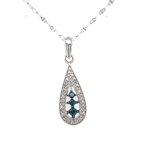 10kt White Gold .20ct Blue Diamond Pendant