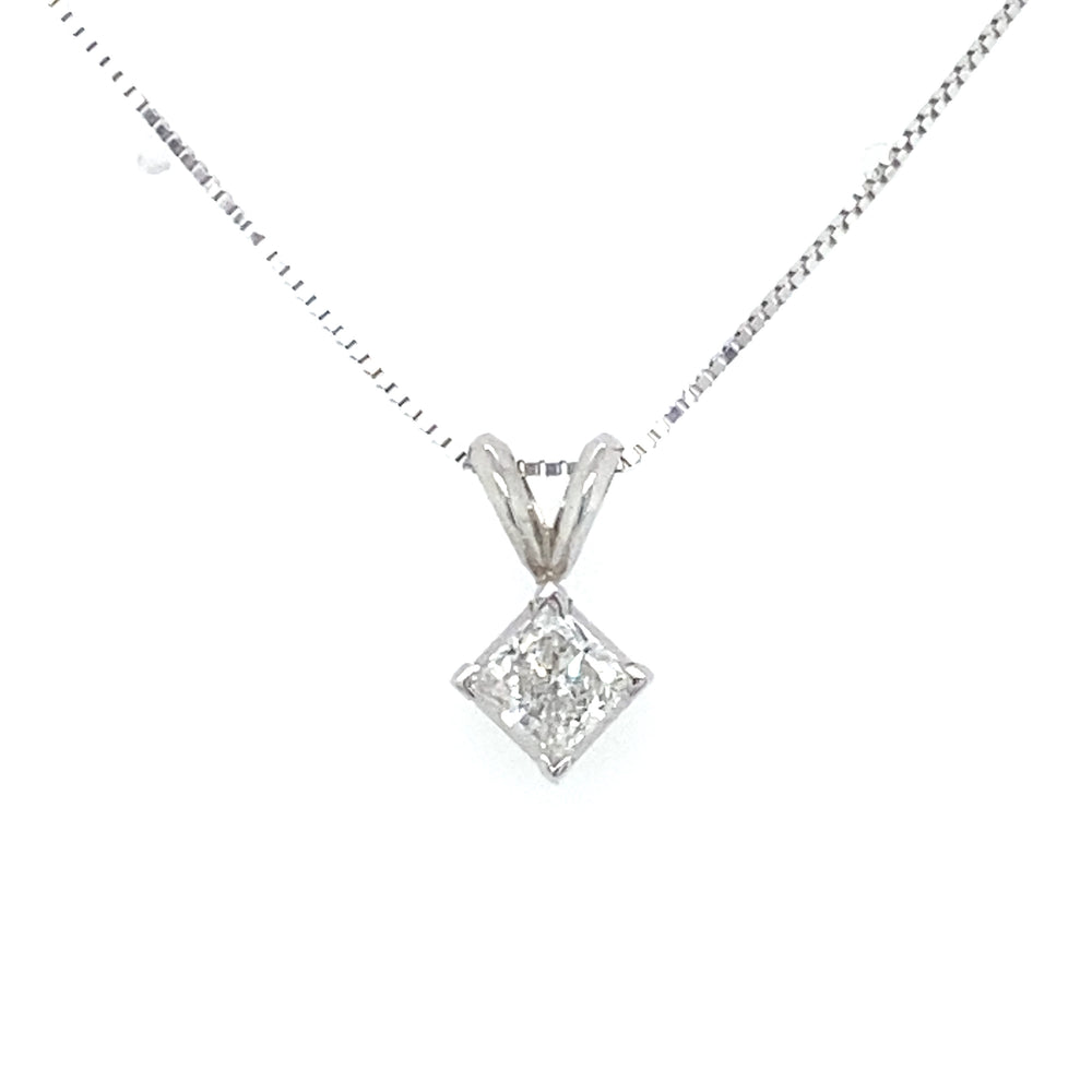 10/14kt White Gold .43ct Princess Cut Diamond Pendant