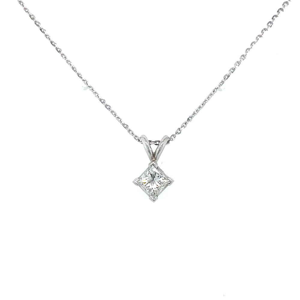 10/14kt White Gold .60ct Princess Cut Diamond Pendant
