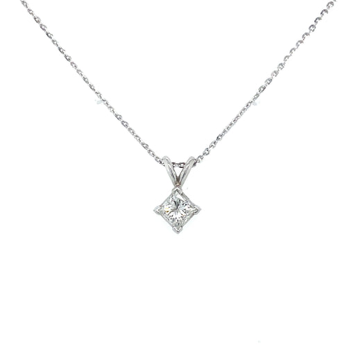10/14kt White Gold .60ct Princess Cut Diamond Pendant