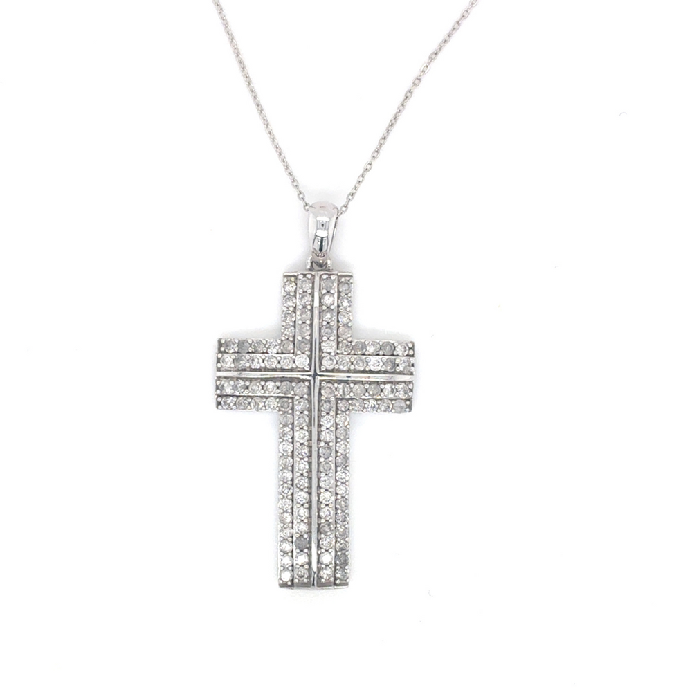 10kt White Gold 1.00ct Diamond Cross Pendant