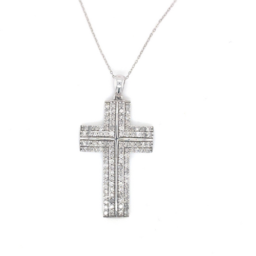 10kt White Gold 1.00ct Diamond Cross Pendant