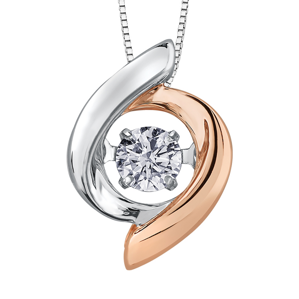 10kt White and Rose Gold .10ct Dancing Diamond Pendant