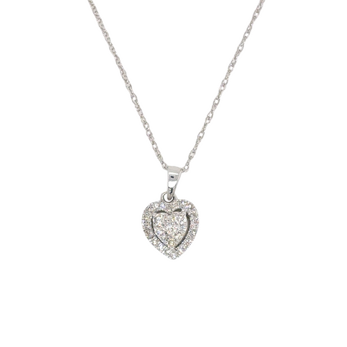 10kt White Gold .17ct Heart Diamond Pendant