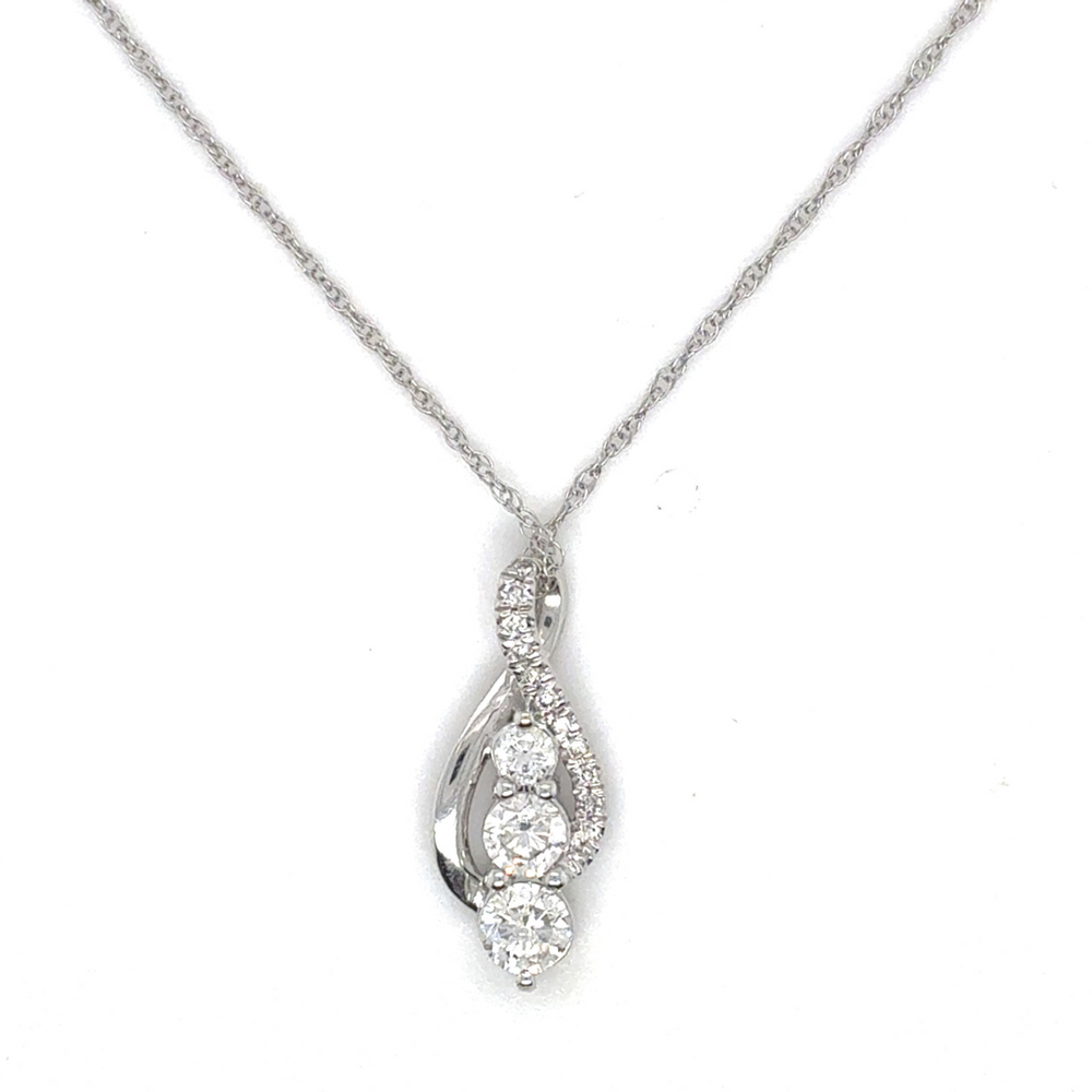 10kt White Gold .50ct Past Present Future Diamond Pendant