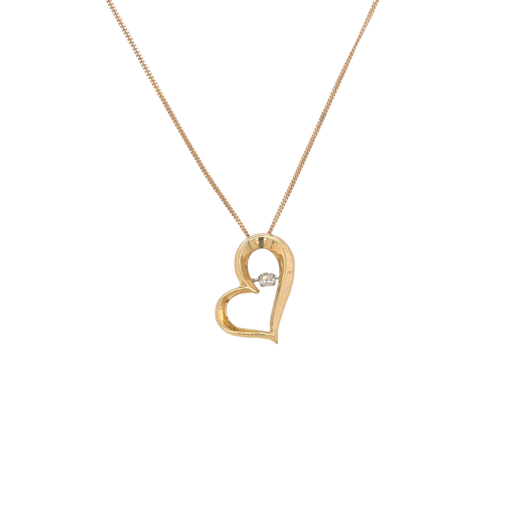 10kt Yellow Gold 0.05ct Diamond Heart Pendant
