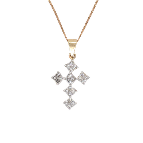 10/14kt Yellow Gold 0.35ct Diamond Cross Pendant
