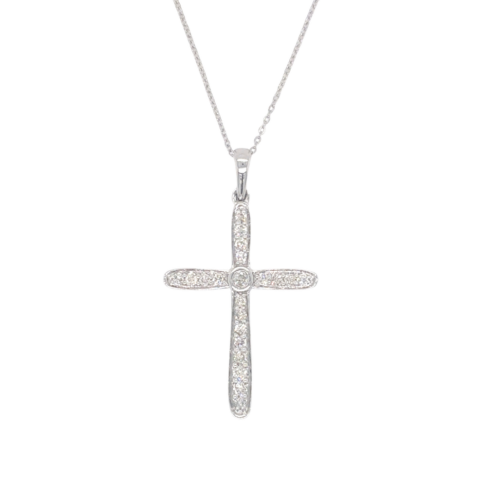 10kt White Gold 0.33ct Diamond Cross Pendant