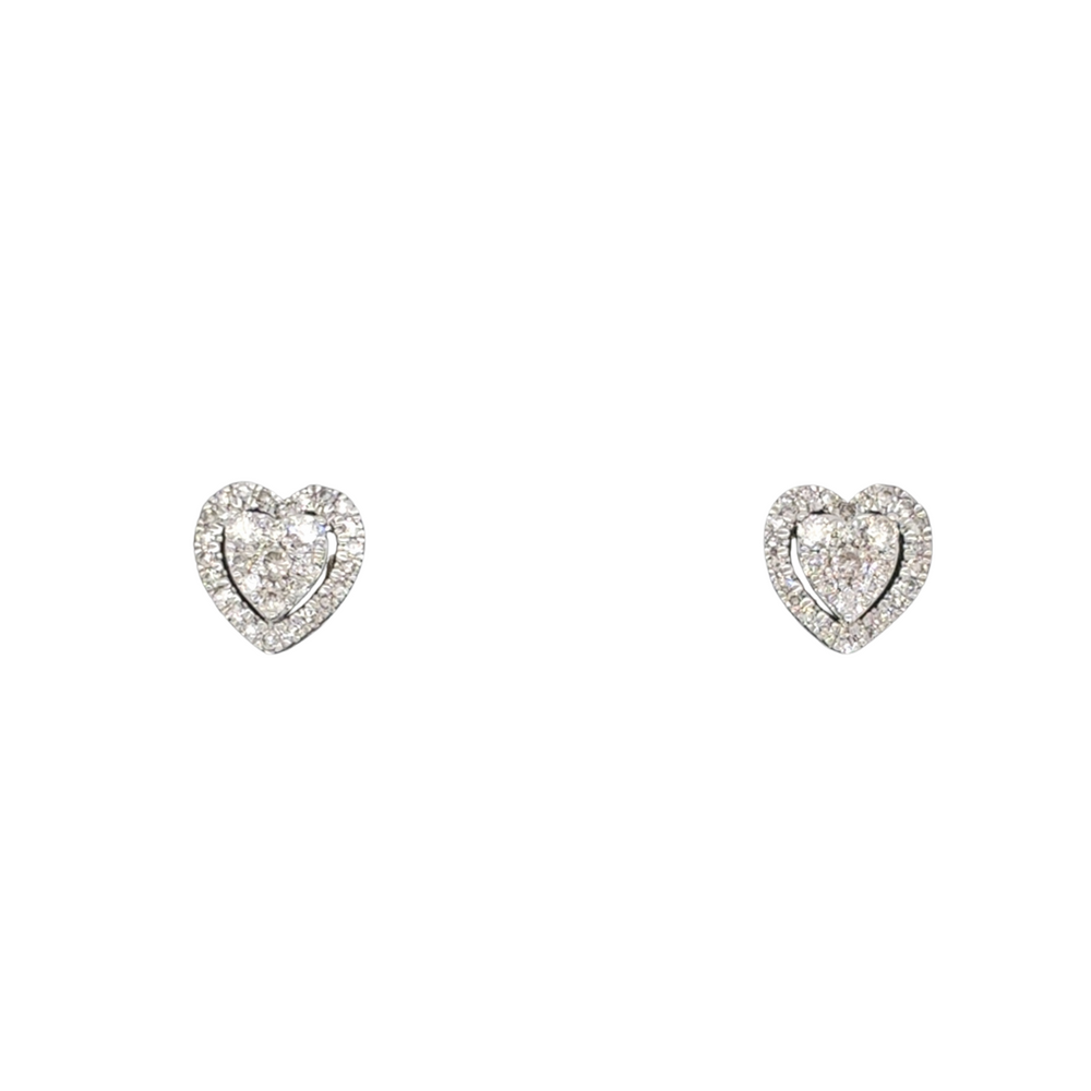 10kt White Gold .33ct Diamond Heart Stud Earrings