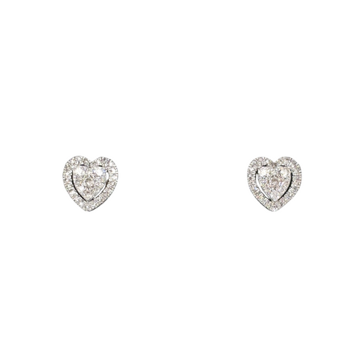 10kt White Gold .33ct Diamond Heart Stud Earrings