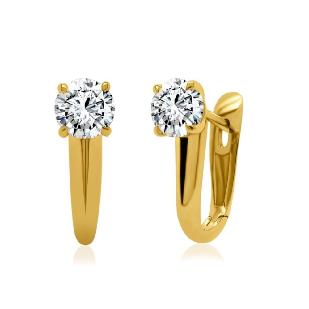 Gold Vermeil Sterling Silver .50TW Lab Grown Round Brilliant Huggie Earrings