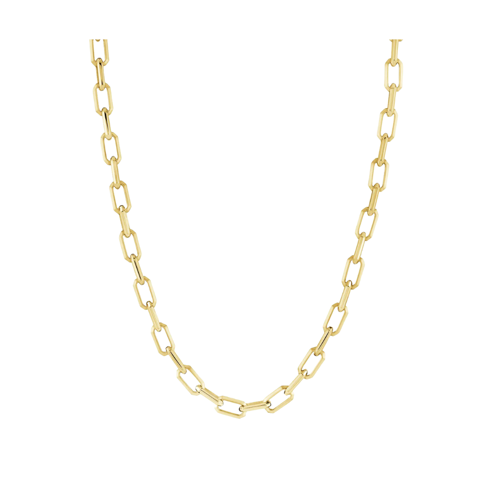 Italgem Stainless Steel Gold Plated Rectangle Link Chain