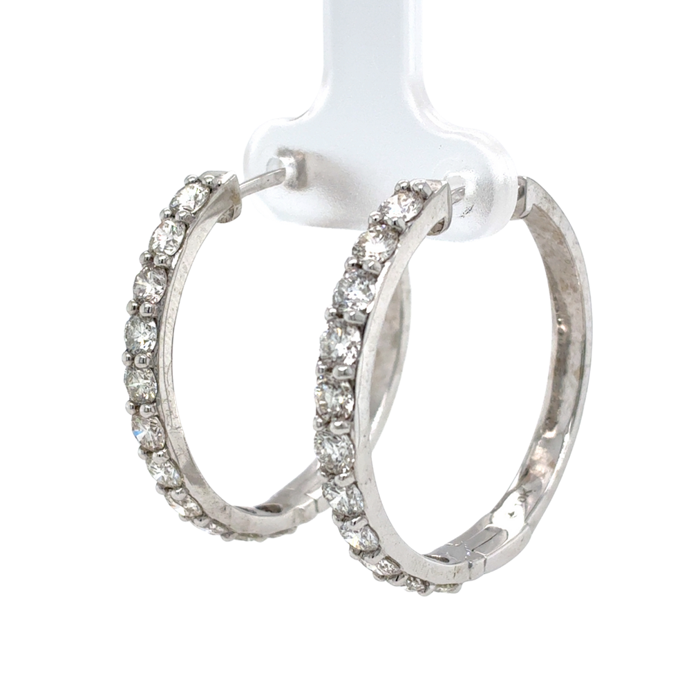 10kt White Gold 2.00ct Diamond Hoop Earrings