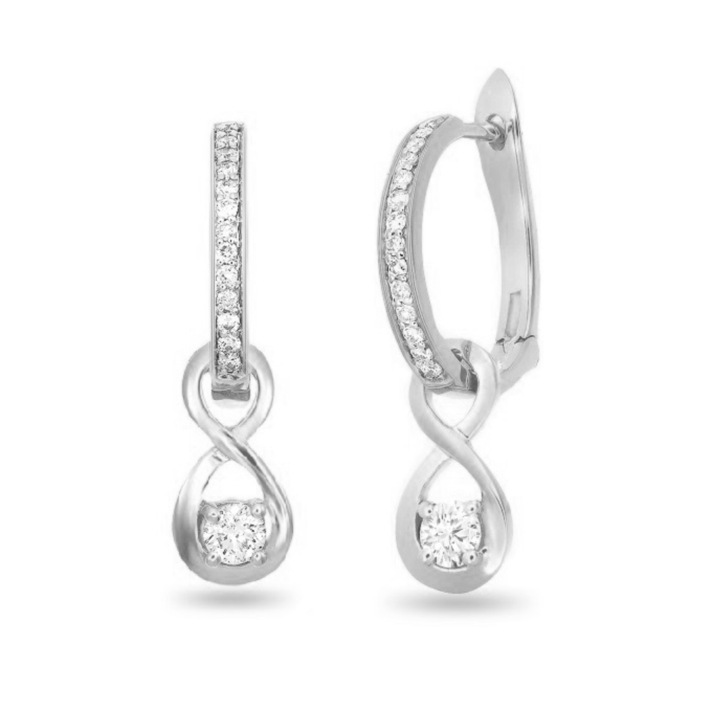 Sterling Silver .14TW Lab Grown Round Brilliant Hoop Earrings