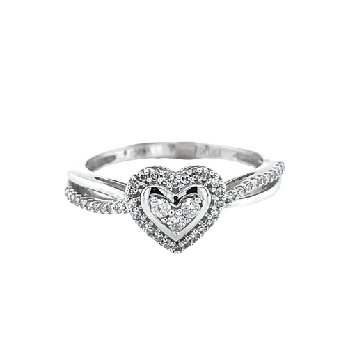 10kt White Gold Heart Shaped .20tw Diamond cluster Ring