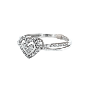 10kt White Gold Heart Shaped .20tw Diamond cluster Ring