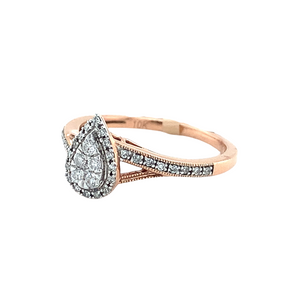 10kt Rose Gold Pear Shape Diamond Ring