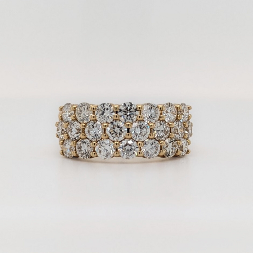 14kt Yellow Gold 3.00TW 3-Row Diamond Ring