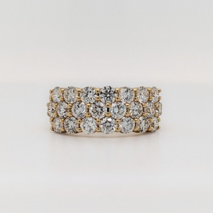 14kt Yellow Gold 3.00TW 3-Row Diamond Ring