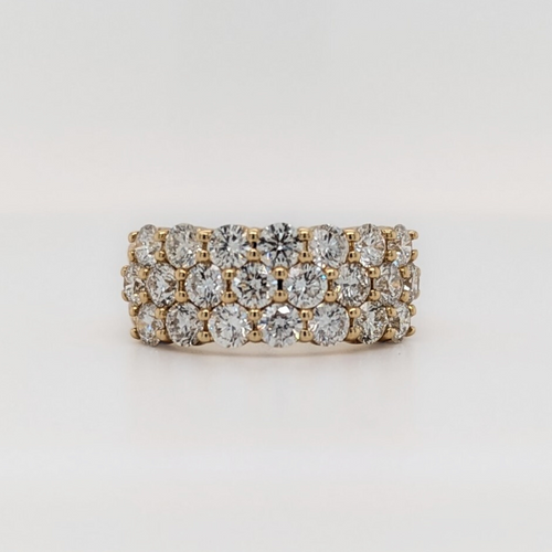 14kt Yellow Gold 3.00TW 3-Row Diamond Ring