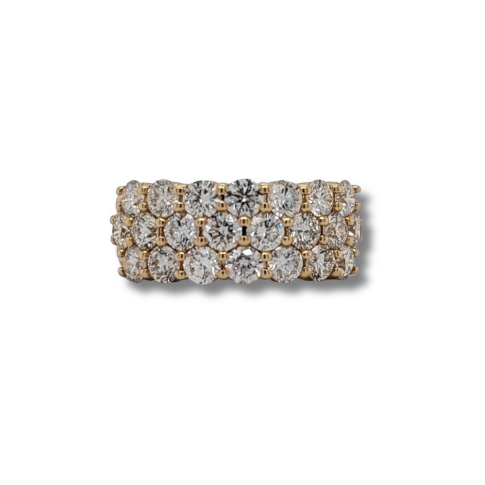 14kt Yellow Gold 3.00TW 3-Row Diamond Ring