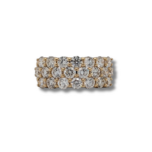 14kt Yellow Gold 3.00TW 3-Row Diamond Ring