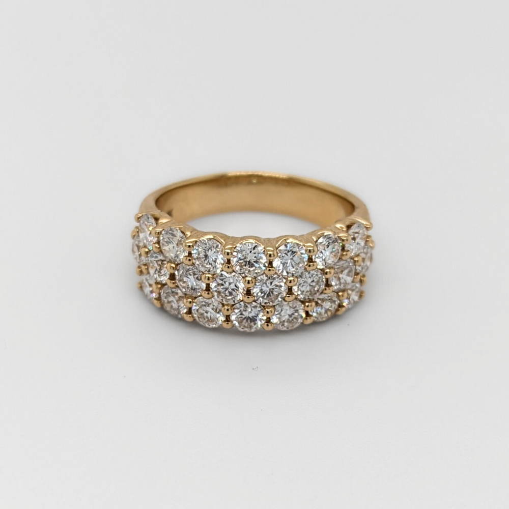 14kt Yellow Gold 3.00TW 3-Row Diamond Ring