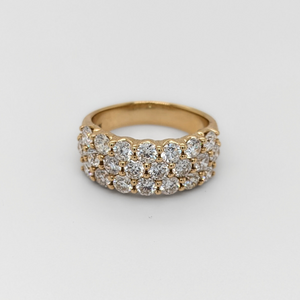 14kt Yellow Gold 3.00TW 3-Row Diamond Ring