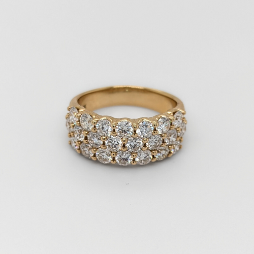 14kt Yellow Gold 3.00TW 3-Row Diamond Ring