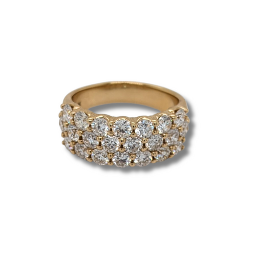 14kt Yellow Gold 3.00TW 3-Row Diamond Ring