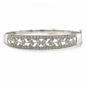 10KT White Gold Natural Diamond Bangle 0.56TW