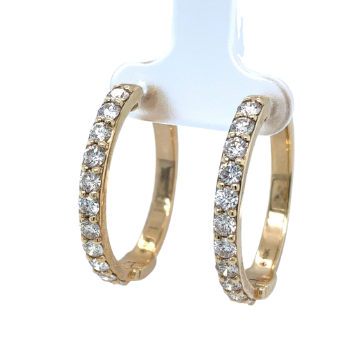 10kt Yellow Gold Diamond Hoop 3ct Earrings
