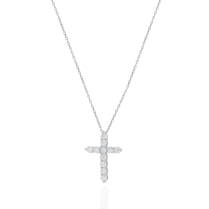 Sterling Silver 1ct TW Lab Grown Cross Pendant Necklace - Special Price