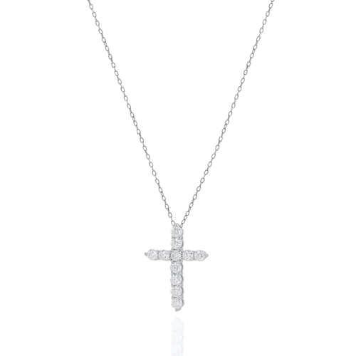 Sterling Silver 1ct TW Lab Grown Cross Pendant Necklace - Special Price