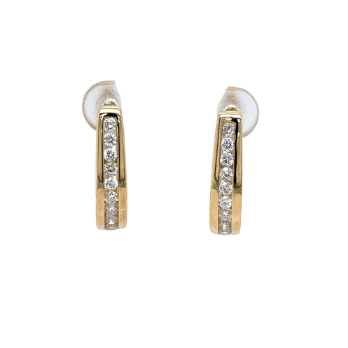 10kt Yellow Gold Diamond Hoop 1ct Earrings