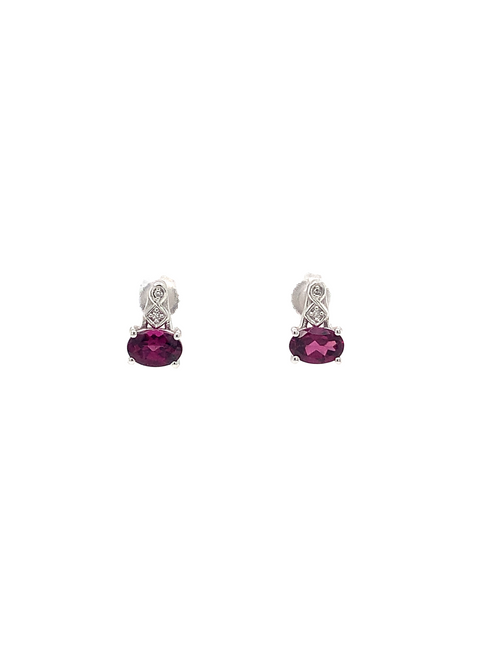 10K White Gold Rhodolite and Diamond earrings
