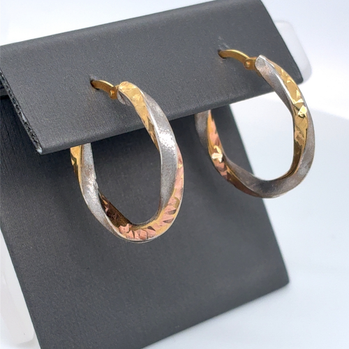 10kt Tri Gold Hoops