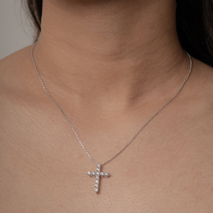 Sterling Silver 1ct TW Lab Grown Cross Pendant Necklace - Special Price