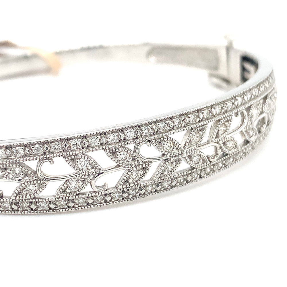 10KT White Gold Natural Diamond Bangle 0.56TW