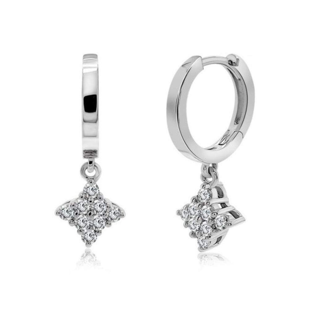 Sterling Silver .24TW Lab Grown Round Brilliant Hoop Earrings