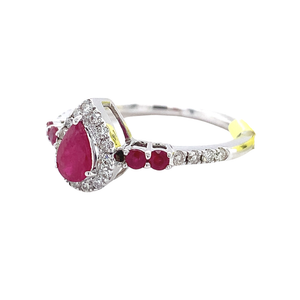 14K White Gold Ruby and Diamond Ring