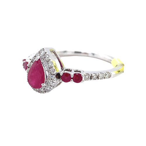 14K White Gold Ruby and Diamond Ring