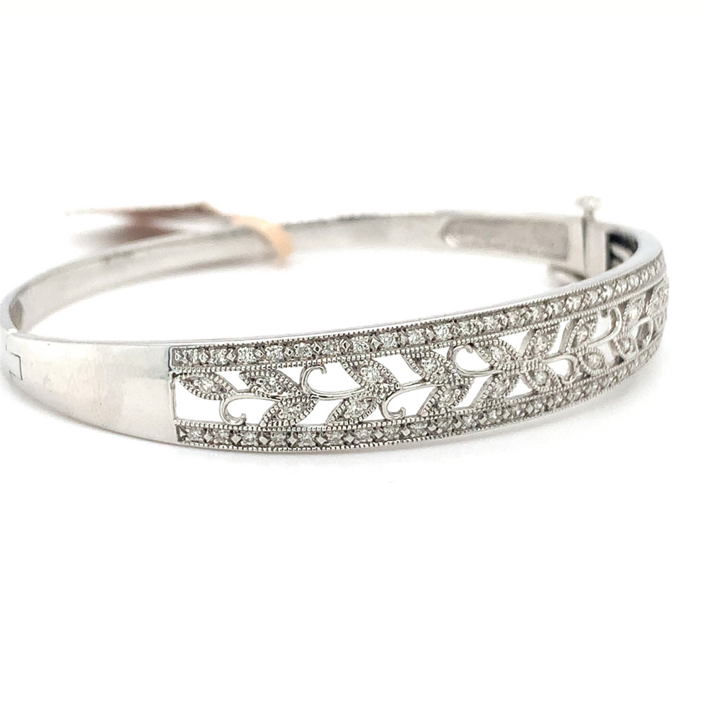 10KT White Gold Natural Diamond Bangle 0.56TW