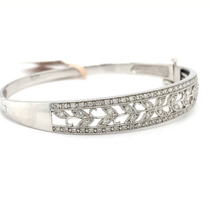10KT White Gold Natural Diamond Bangle 0.56TW